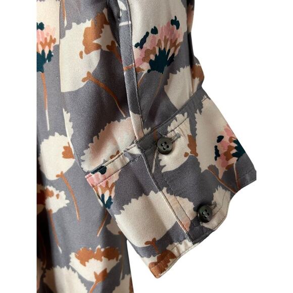 J Crew Collection Thistle Floral Dress Size 6 Silk Multicolor Long Sleeve V-Neck - Picture 6 of 12